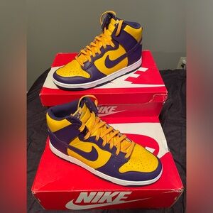 Nike Dunk High Purple and Yellow Men's Shoes